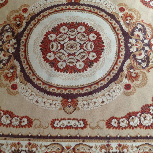 Biokarpet wool rug used, classic design, 291x246 cm with fringes