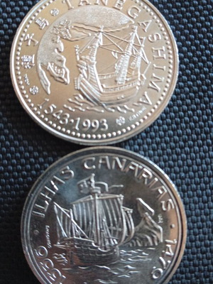 Two Portuguese coins 100 and 200 escudos 1989 and 1993