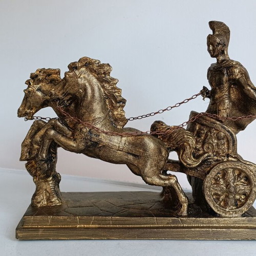 Roman warrior in chariot sculpture after triumph