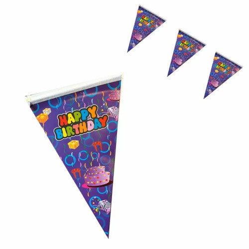 Birthday flags set of 10 cake purple new