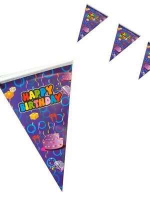 Birthday flags set of 10 cake purple new