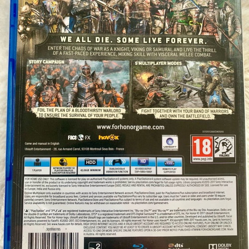 For Honor PlayStation 4 (PS4) like new