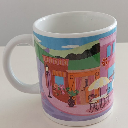 Porcelain mug like new with pink design