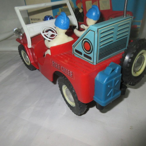 Greek Fire Chief Battery Operated Jeep Lyra 70s new in box