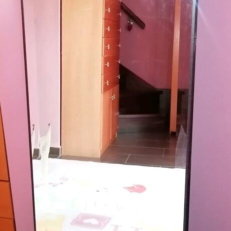 Floor mirror used with shelves oak veneer wenge color
