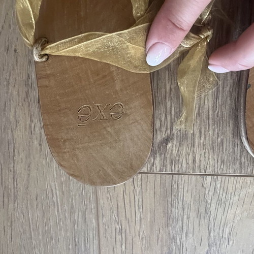 Exe sandals new with golden organza and beads