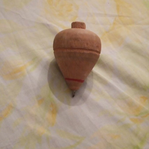 Wooden spinning tops used, set of 2 from the 80s