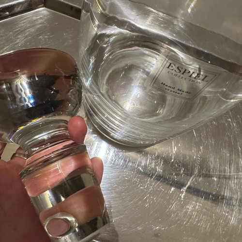 Espiel Bottle made of handmade crystal like new with lid