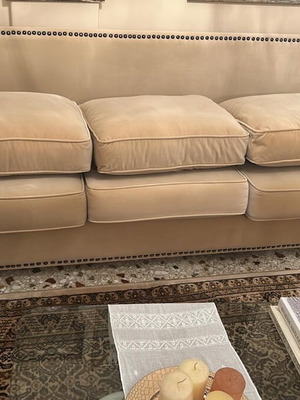 Laura Ashley velvet sofas set, new, two-piece beige