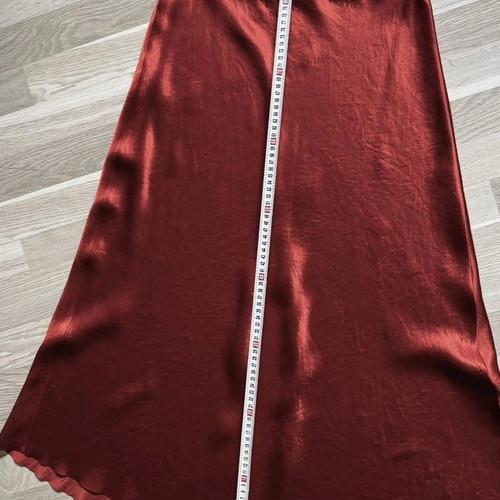 Vince Crinkled Satin Skirt Orange Rust Color Size Small New