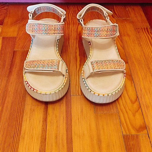 Decoro platform sandals, beige and multicolor, size 37