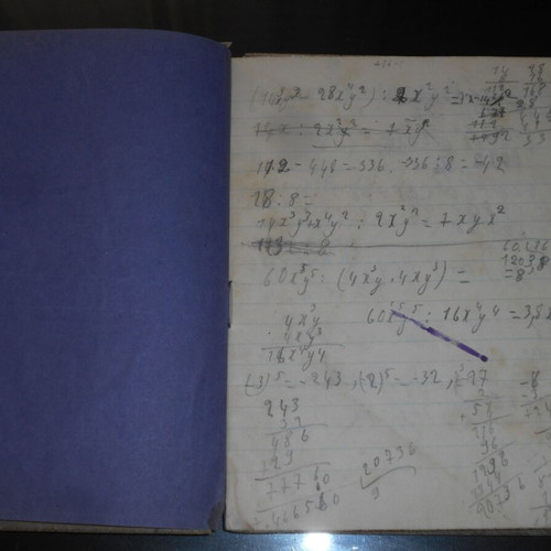 School writing notebook used, 68 pages, Plutarch and Homer notes
