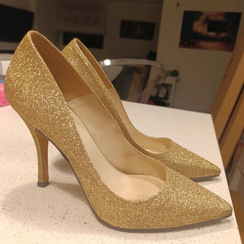 Nak gold high heels like new, size 39