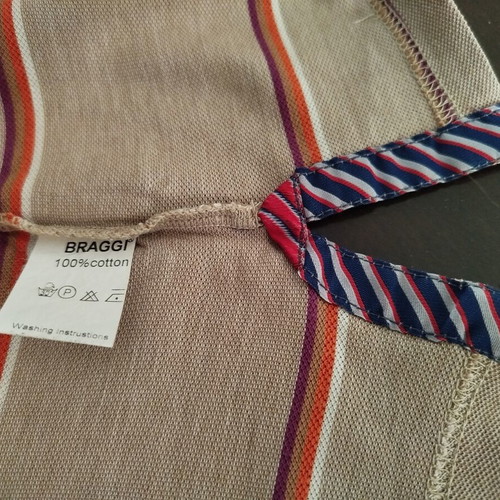 Braggi Men polo shirt, XL, beige and orange stripes