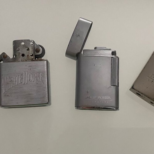 Collectible lighters used, pack of 5, White Horse, Phillip Morris, Davidoff, Marlboro