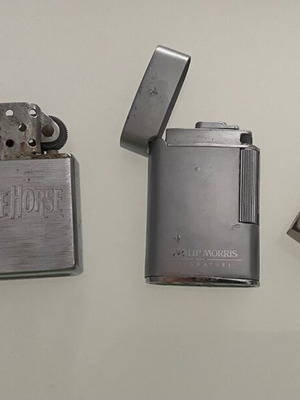 Collectible lighters used, pack of 5, White Horse, Phillip Morris, Davidoff, Marlboro