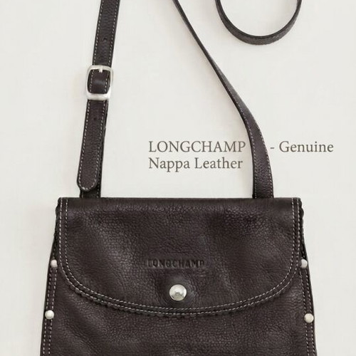 Longchamp Nappa leather crossbody bag, black
