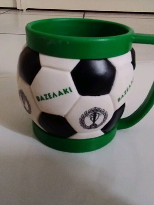 Panathinaikos vasealaki vintage plastic mug used, 1970s