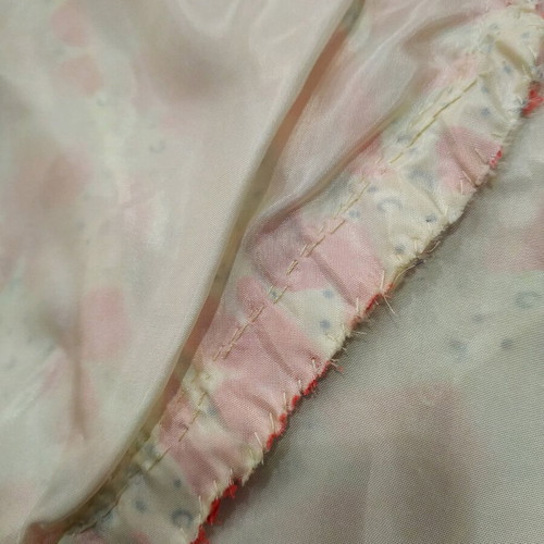 Silk dress used, handmade, size S, white and red