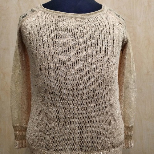 G-ladies knitted sweater like new, size L, beige with gold details