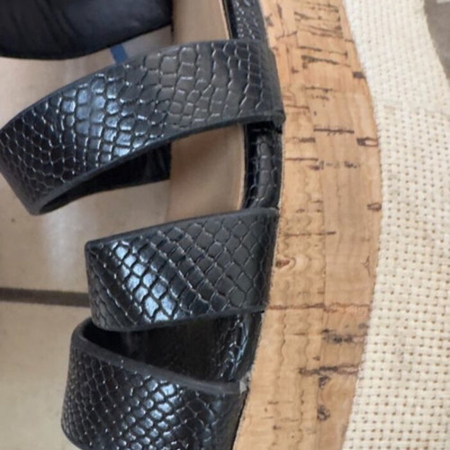 Zara TRF black wedge sandals like new, cork effect platform