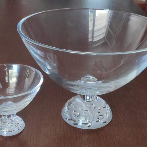 Cristal d'Arques set 2 used crystal bowls JG Durand Organdi