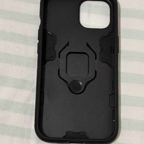 Iphone 15 case black, slightly used, reinforced with pop socket ring
