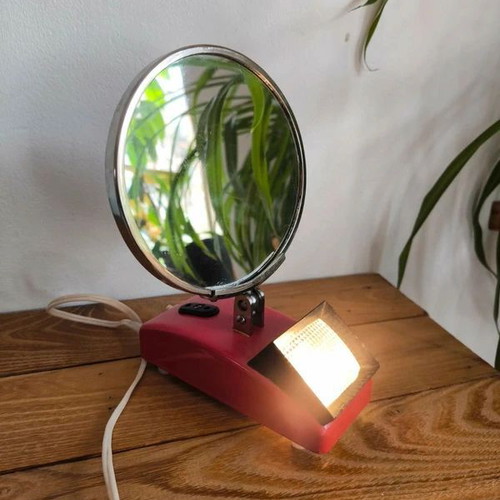 Vintage 70s illuminated makeup mirror used from former Soviet Union