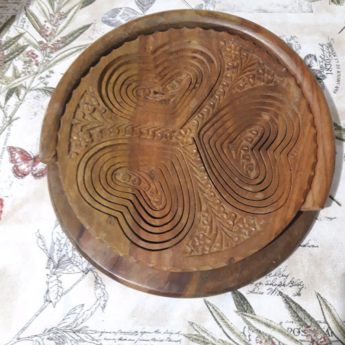 Handmade folding wooden basket made of rosewood like new