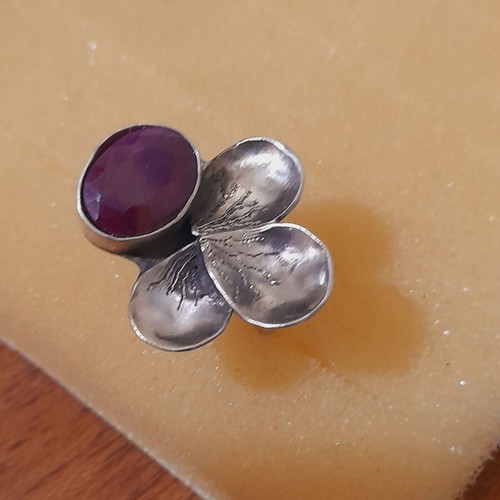Handmade silver ring 925 with semi-precious stone and opening shank, new