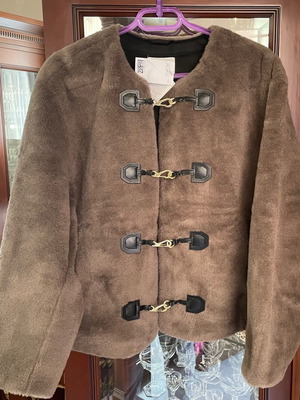 H&M Montgomery Style Short Coat New, Size XL, Dark Cappuccino