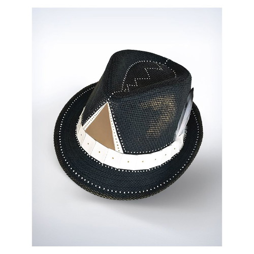 Straw Hat Crab Style Painted Unisex Black New