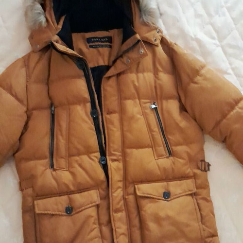Zara Man winter parka like new, camel/cognac with hood