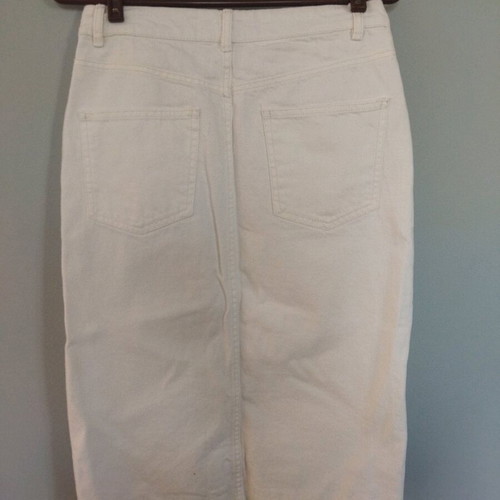 Pink Woman fitted denim skirt new, white, size M