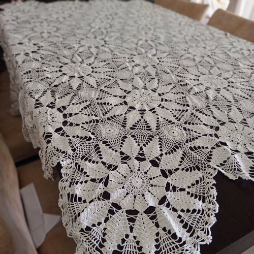 Handmade Crochet Round Tablecloth 176 cm Diameter 100% Cotton New