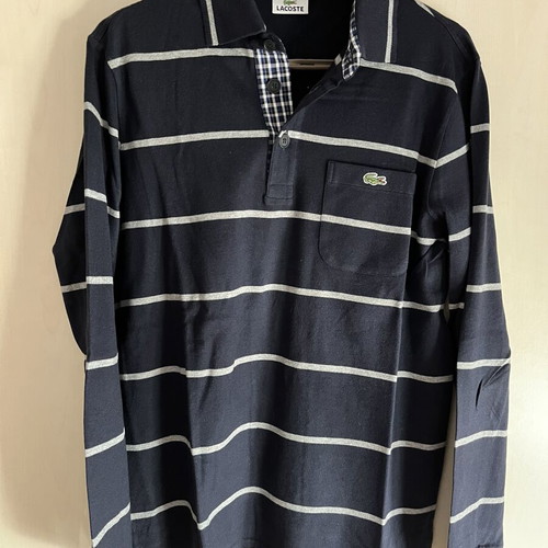 Lacoste men's polo shirt like new, white and blue, size M