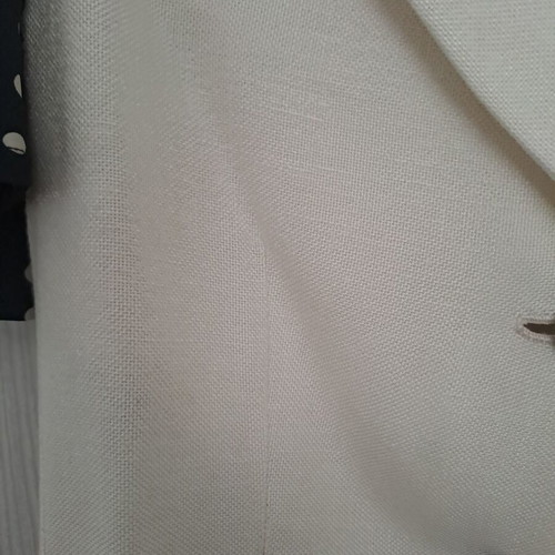 Moschino short-sleeve linen jacket like new, white with polka dot sleeves