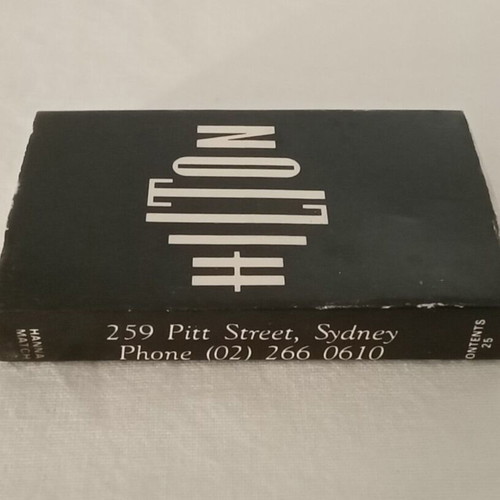 Set of 4 collectible Hilton Sydney Australia matchboxes used, 1970s