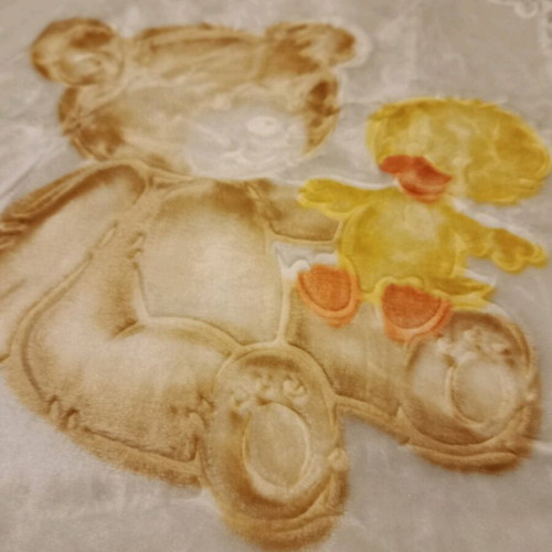 Baby blanket gray 110x135 cm new with teddy bear and duck design