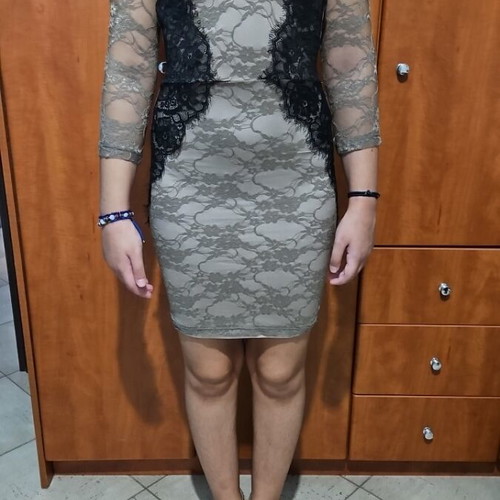 Lace dress small size, like new, black and brown, open back