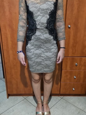 Lace dress small size, like new, black and brown, open back