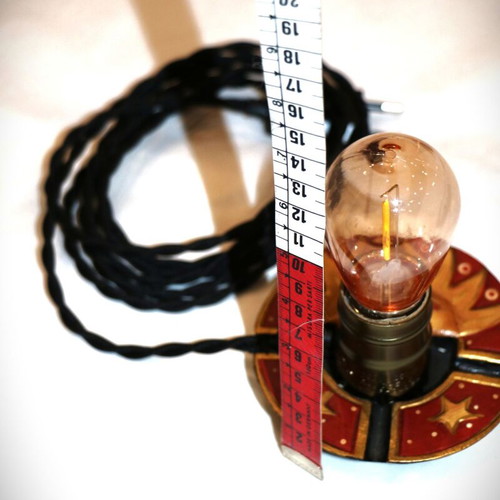 Sun Antique Lamp with Teak Wood Base and Warm Yellow Light