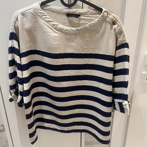 Zara striped blouse used, medium size, beige and blue