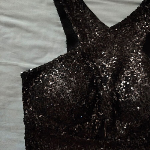 Italian black sequin crop top, size S