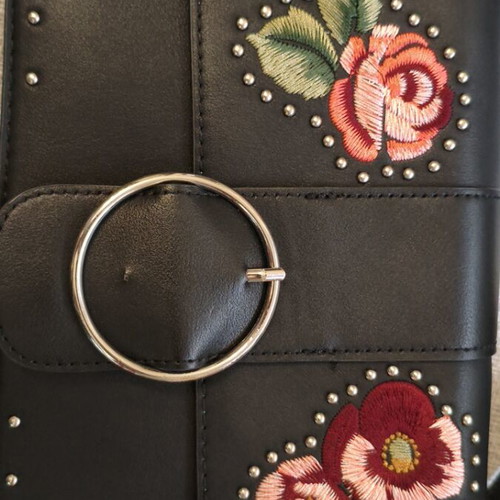 Bag with embroidery shoulder type, like new, black