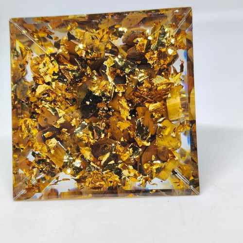 Orgonite pyramid with natural amethyst like new 5.5cm
