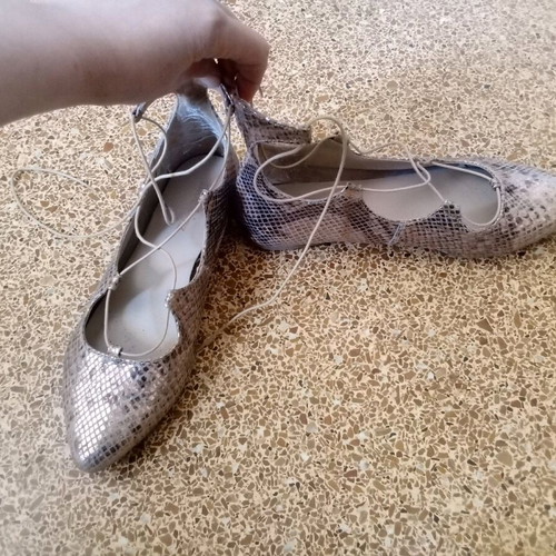 Shoe Bizz bronze leather ballerinas size 39
