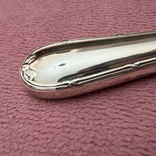 Christofle vintage silver plated knives set of 12, Rubans Croisés design