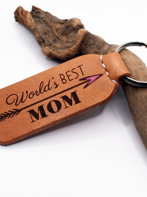 Δερμάτινο μπρελόκ World's Best Mom κατόπιν παραγγελίας, προσωποποιημένο