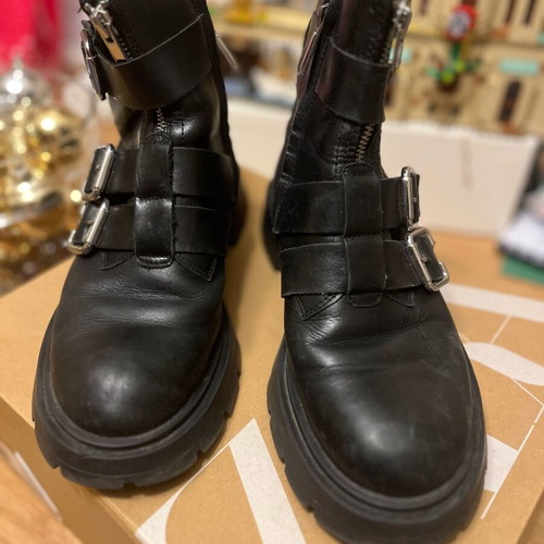 Zara leather ankle boots used, black, size 37